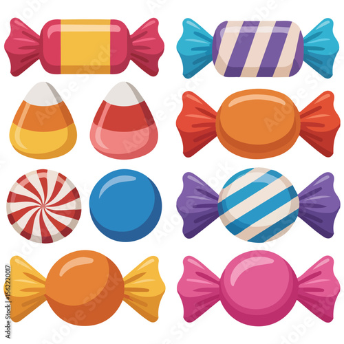Sweet dessert collection pastel vector illustration isolated on white