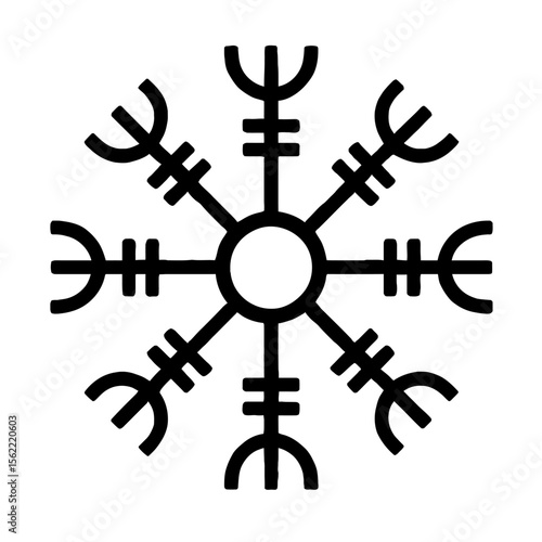 Mystical Aegishjalmur Helm of Awe Norse Symbol Vector - Ancient Viking Protection Talisman