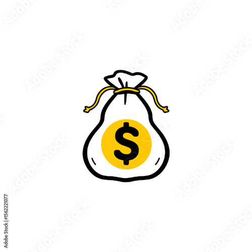 Cartoon money bag with dollar sign isolated on white background