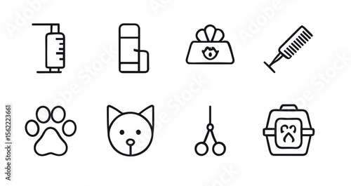 Pets & Veterinary Care Outline Icon Collection