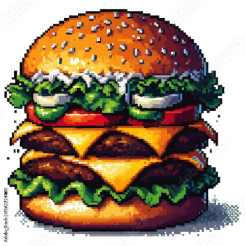 Rustic pixel-style wooden bucket filled with golden French fries, rendered with retro 8-bit shading.