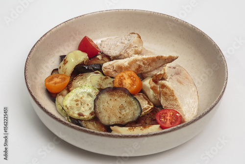 grilled vegetables with chicken fillet