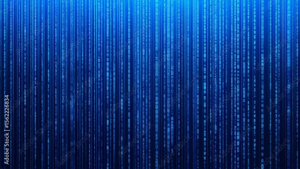 Blue Digital Code Rain Falling Vertically in Futuristic Data Matrix ...