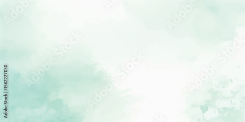 Mint Green Watercolor Background with Soft Aquarelle Texture – Hand-Painted Brush Strokes on White Paper for Fresh Minimal Design, Product Mockups, and Organic Visual Projects

