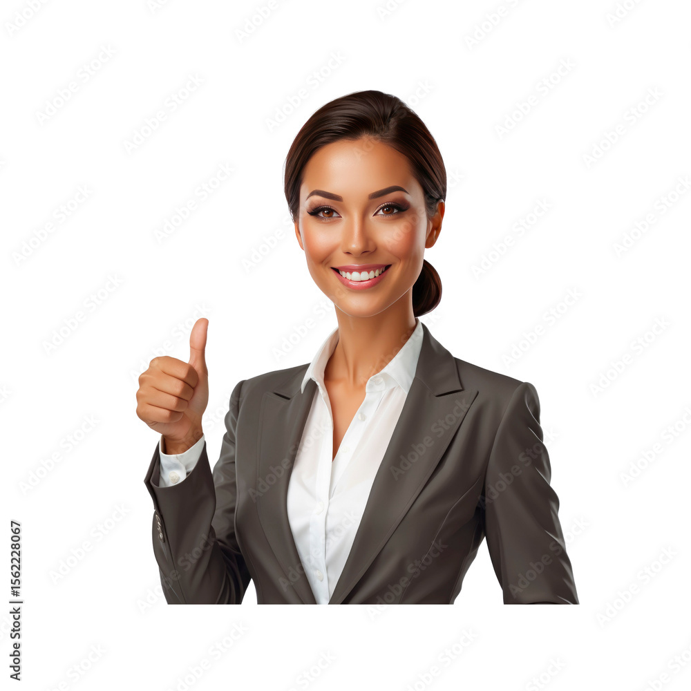 Confident Businesswoman Giving Thumbs Up, Showing Approval and Success Confident Businesswoman Giving Thumbs Up, Showing Approval and Success