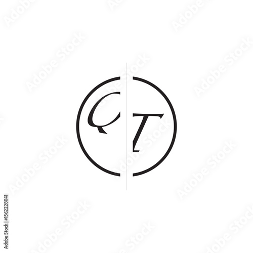 Free Download Unique Vector Circled Monogram Simple Logo QT Initial Alphabet Design Alphabet - GFXLoad