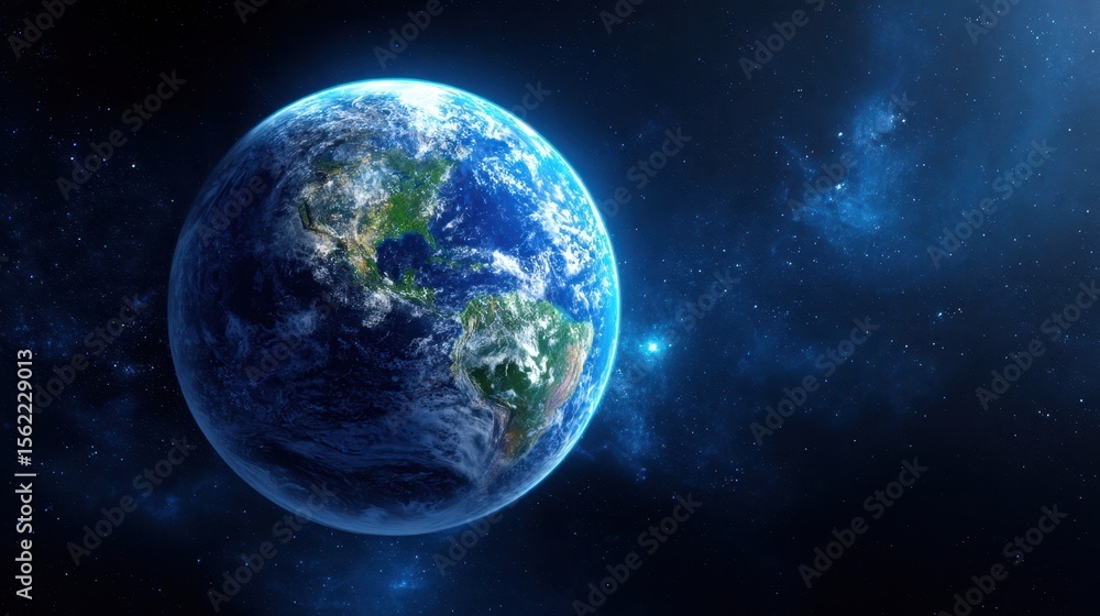 Fototapeta premium The Earth Viewed From Space Highlighting Its Majestic Beauty and Vibrant Colors.
