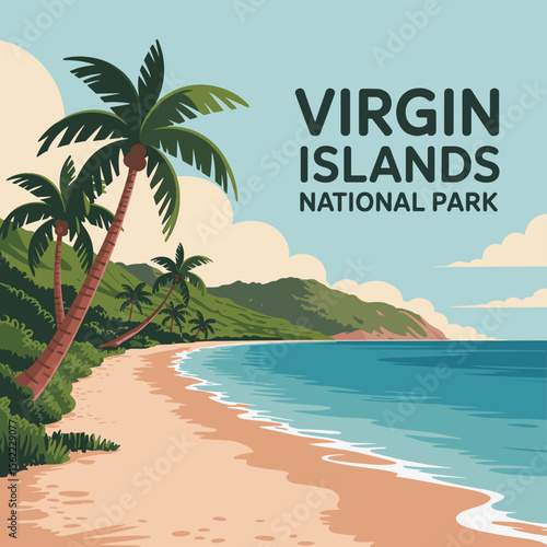 Tropical Beach Scene at Virgin Islands National Park