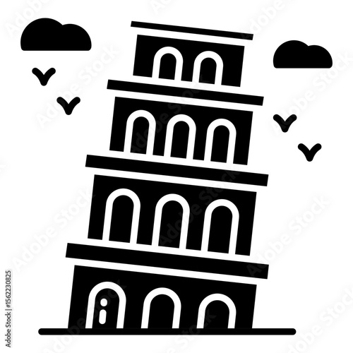 Modern design icon of Pisa tower