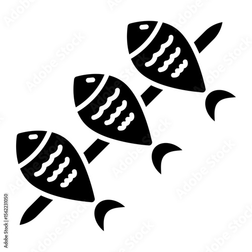 solid design icon of fish skewer