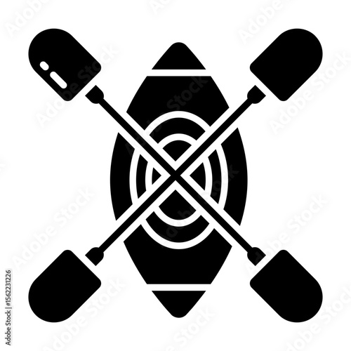 A solid design icon of canoe
