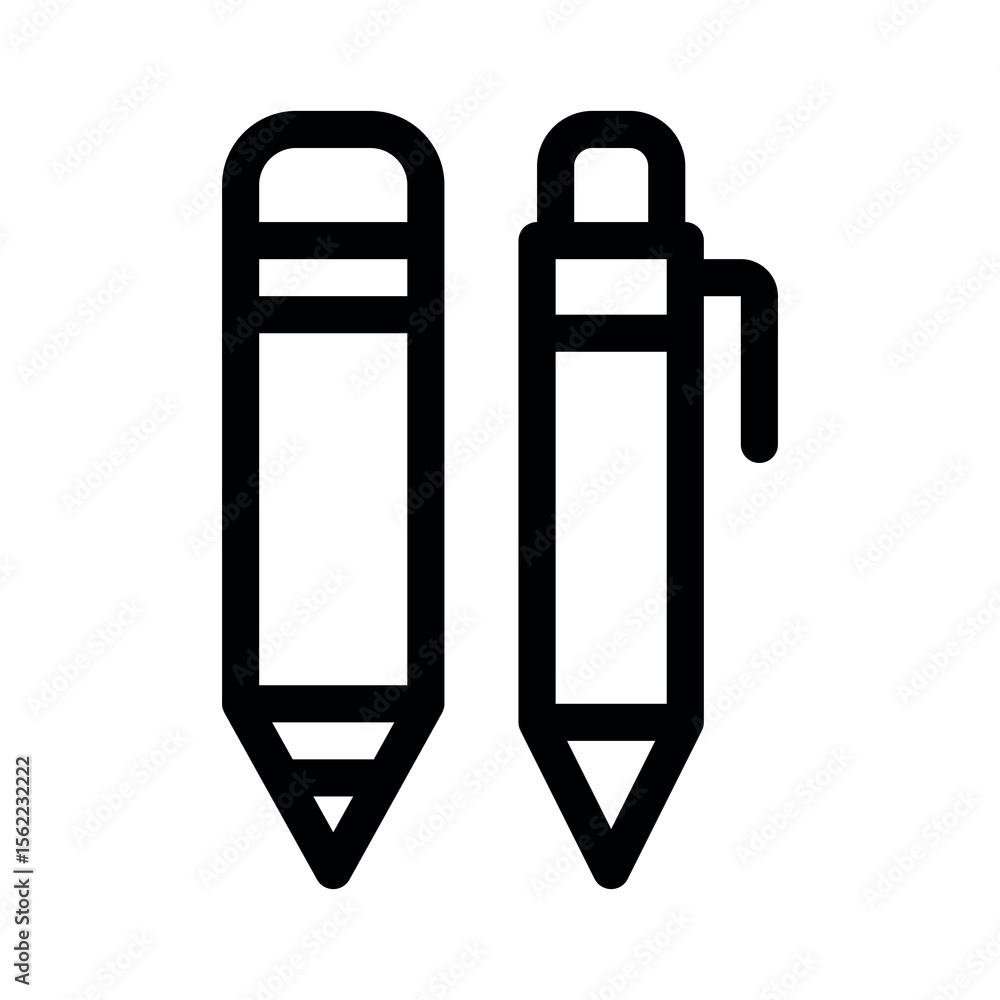 Pens line icon.School supplies. Simple vector symbol used for school, travel, or education themes. Clean linear design, editable stroke, isolated on white. Pens line icon.School supplies. Simple vector symbol used for school, travel, or education themes. Clean linear design, editable stroke, isolated on white.
