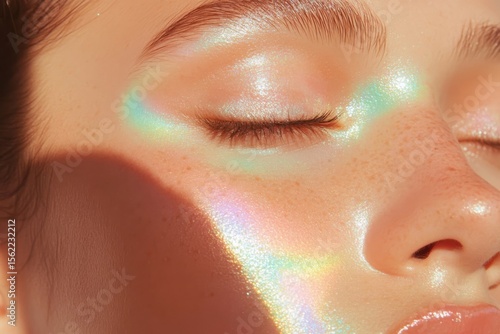 Iridescent glowy makeup trend featuring radiant skin aesthetic for modern beauty