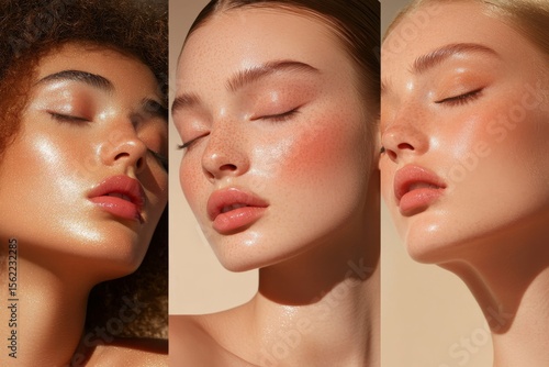 Radiant glowy makeup with trendy styles for fashion beauty concepts