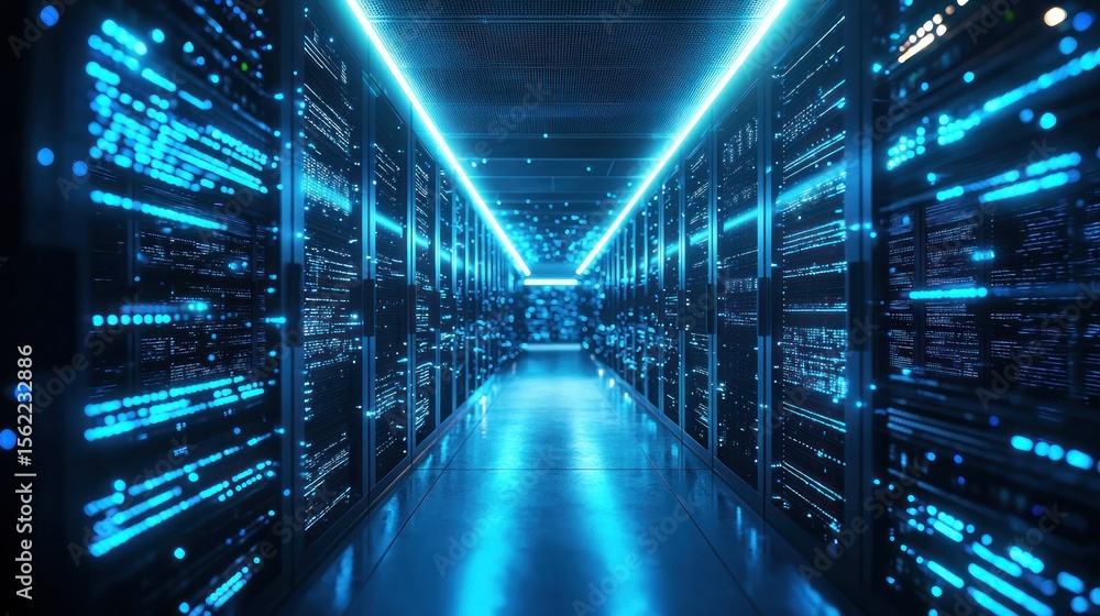 Fototapeta premium Futuristic server room interior