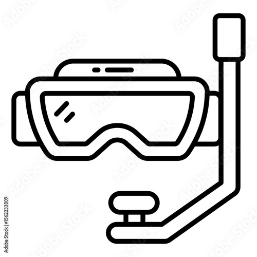 Oxygen pipe with goggles, icon of snorkeling mask