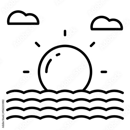 An eye catching icon of sunrise in line design