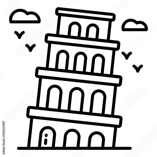 Modern design icon of Pisa tower