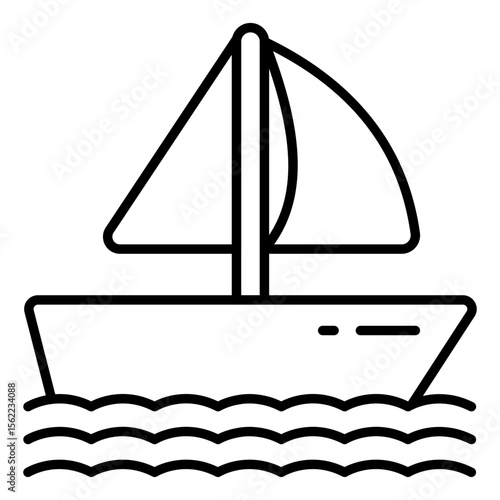 A line design icon of rowing boat