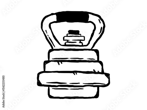 Barbell dumbbell for home workouts, weight lifting, hand drawn vector illustration