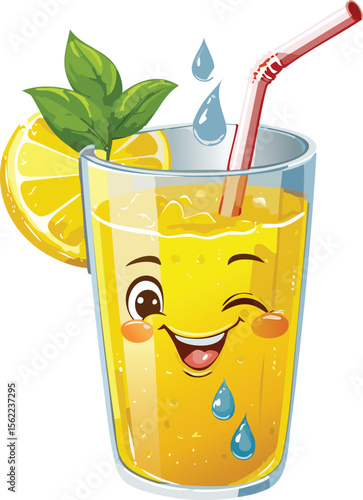 Winking Lemonade Cup Sweating Under the Summer Sun