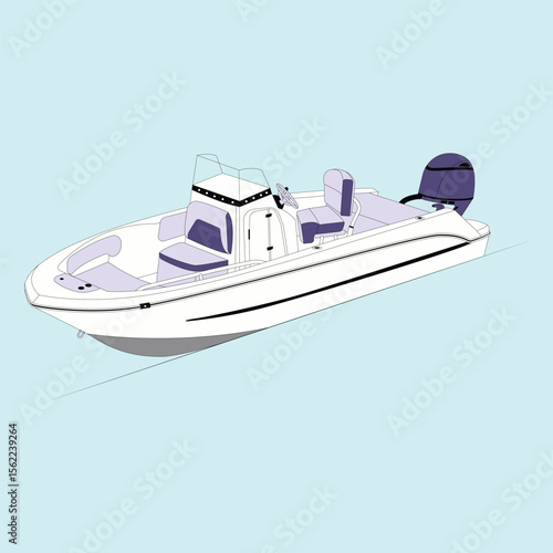 Vector Boat Line Art Illustration