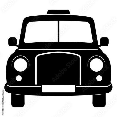 Front view of a london taxi cab automobile silhouette vector illustration