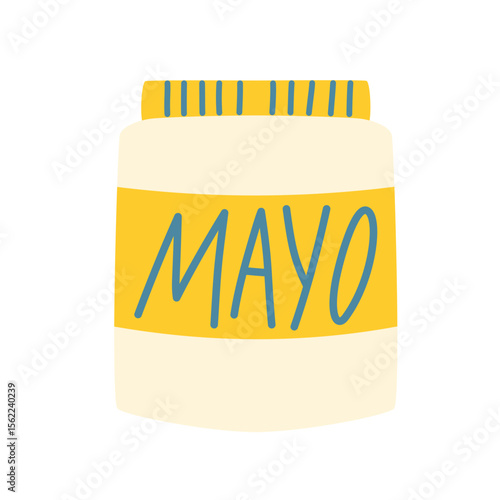 Illustration of a jar of mayonnaise. Sauce packaging.