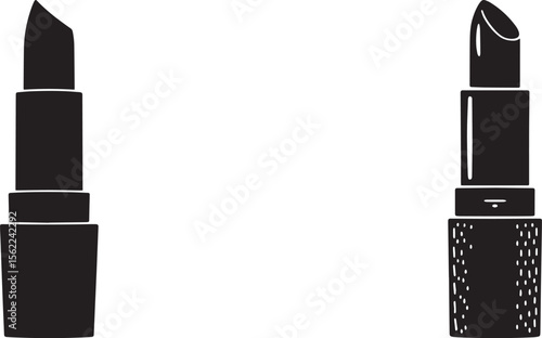 Two Simple Lipstick Silhouettes Against a White Background