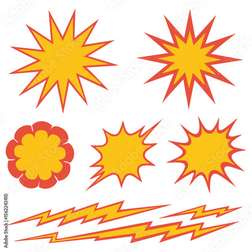 Comic style explosion shapes vector illustration isolated on white