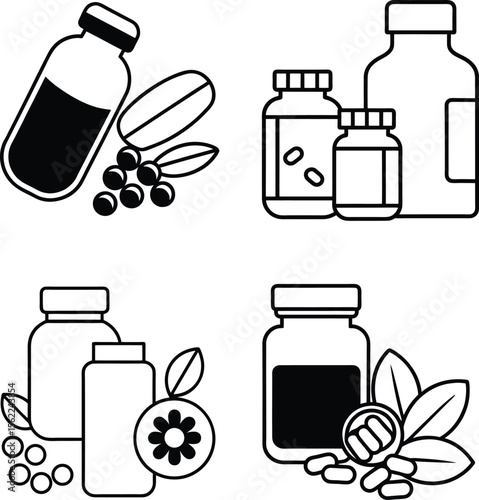 Vitamin and supplement flat set
