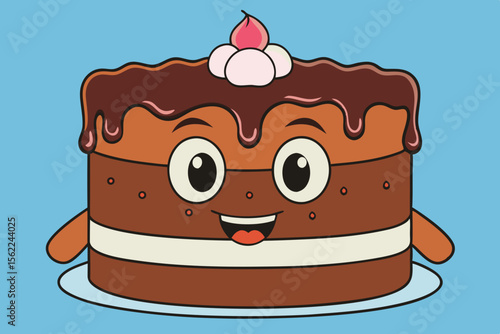 Happy chocolate cake with frosting dessert sweet