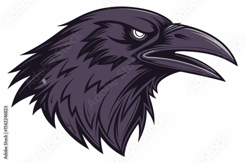 Stylized Raven Head Profile bird dark
