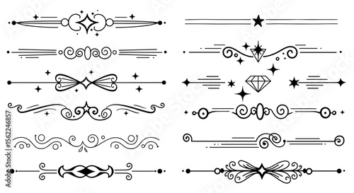 Retro text dividers with decorative elements for vintage design