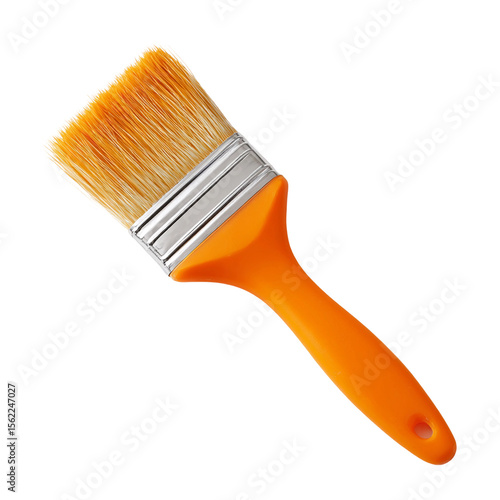 Wallpaper Mural Brush with Brilliance: A brand new paintbrush, with vibrant orange handle, showcasing the tools for creating beauty and fresh look. Torontodigital.ca