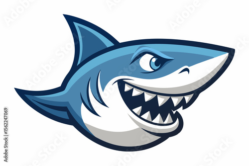 Fierce Blue Shark Mascot Head vector white