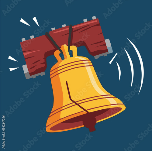 Liberty Bell Cartoon Illustration, Vibrant Colors, Ringing Sound Effect