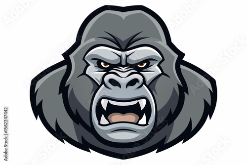 Fierce Silverback Gorilla Head primate animal