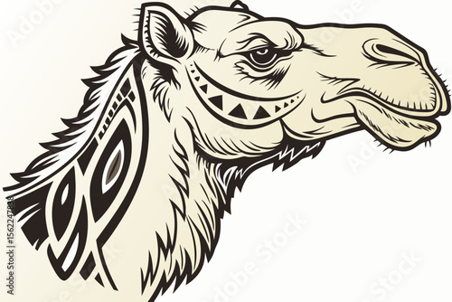 Stylized Camel Head Mascot animal desert
