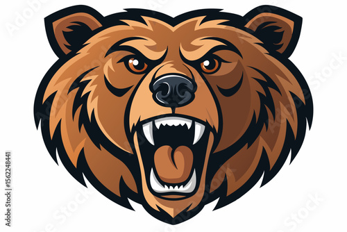 Fierce brown bear head cartoon mascot grizzly bear animal