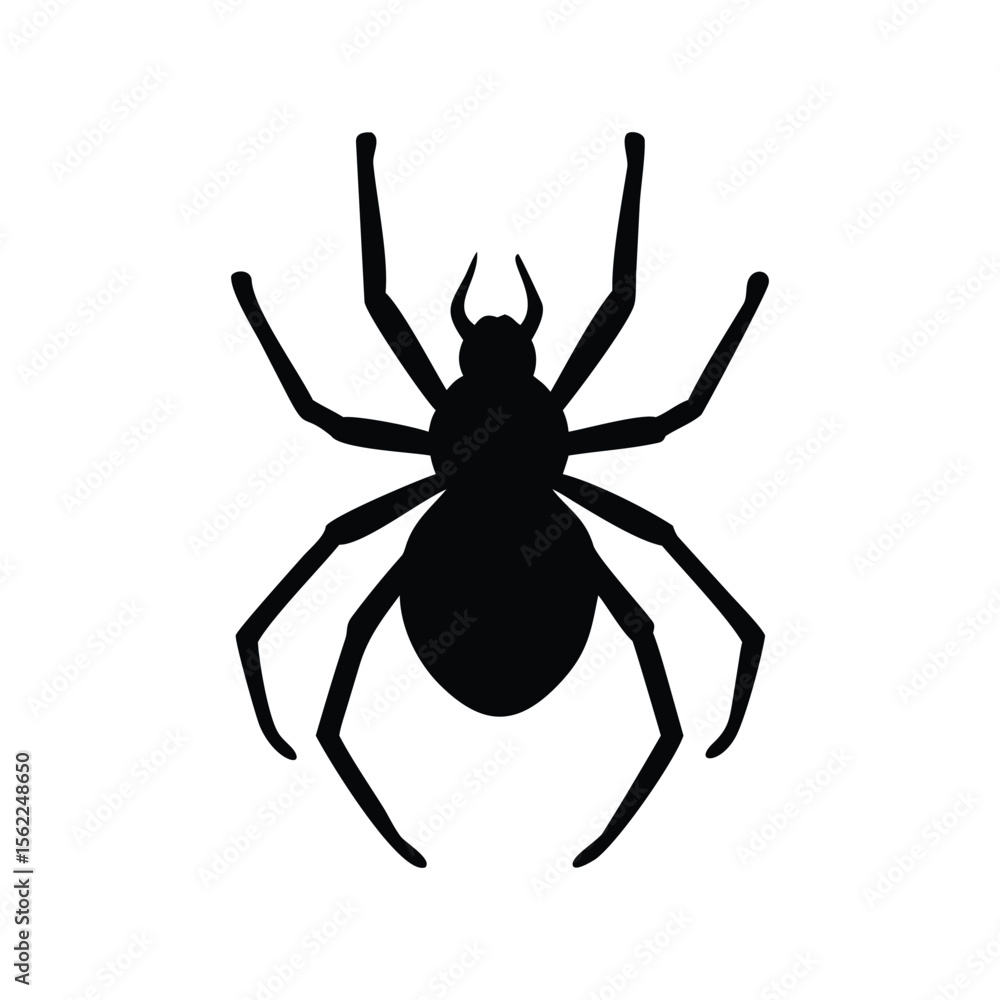 Creepy black spider silhouette vector arachnid icon. Creepy black spider silhouette vector arachnid icon.