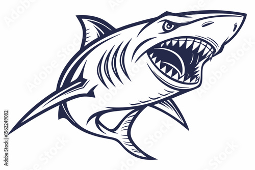 Stylized Megalodon Shark Head With Open Mouth ancient prehistoric