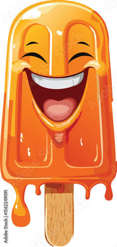 Giggling Popsicle Melting in the Summer Heat with Joy