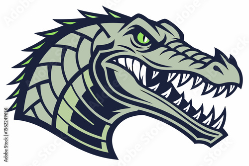 Stylized aggressive crocodile head alligator reptilian