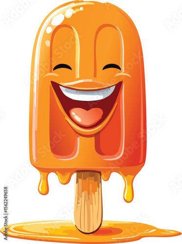 Giggling Popsicle Melting in the Summer Heat with Joy