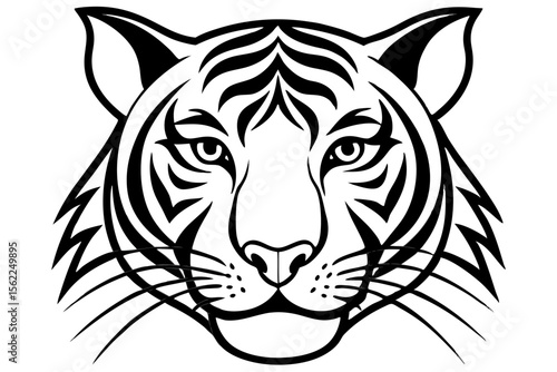 Tribal Tiger Face Black White Design vector