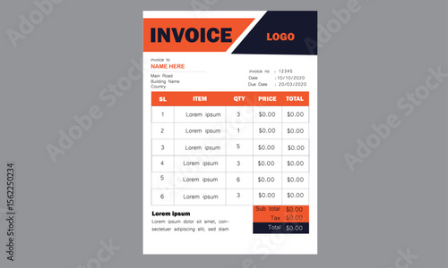 corporate minimal invoice design template 