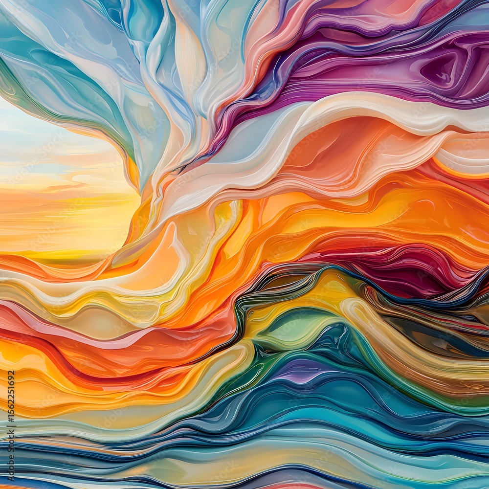 Fototapeta premium Colorful Wave Abstract Painting