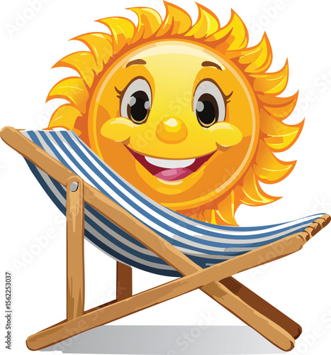 Relaxed Sun Lounging in a Beach Chair with a Content Smile