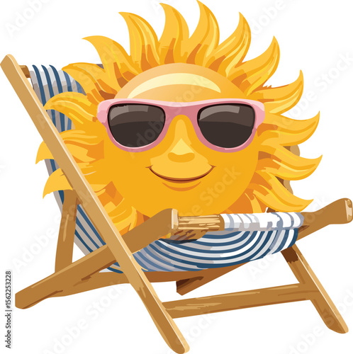 Relaxed Sun Lounging in a Beach Chair with a Content Smile